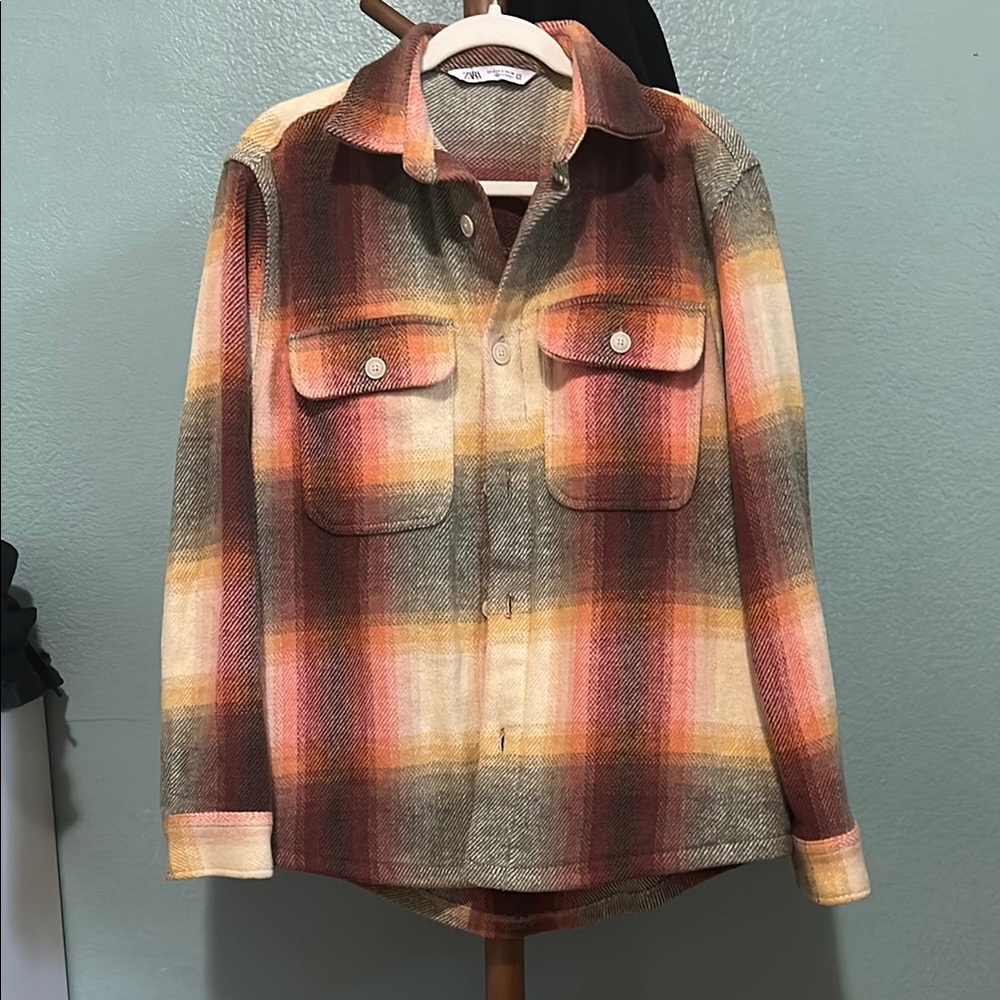 Zara Red and Orange Utility Jacket with Relaxed Fit